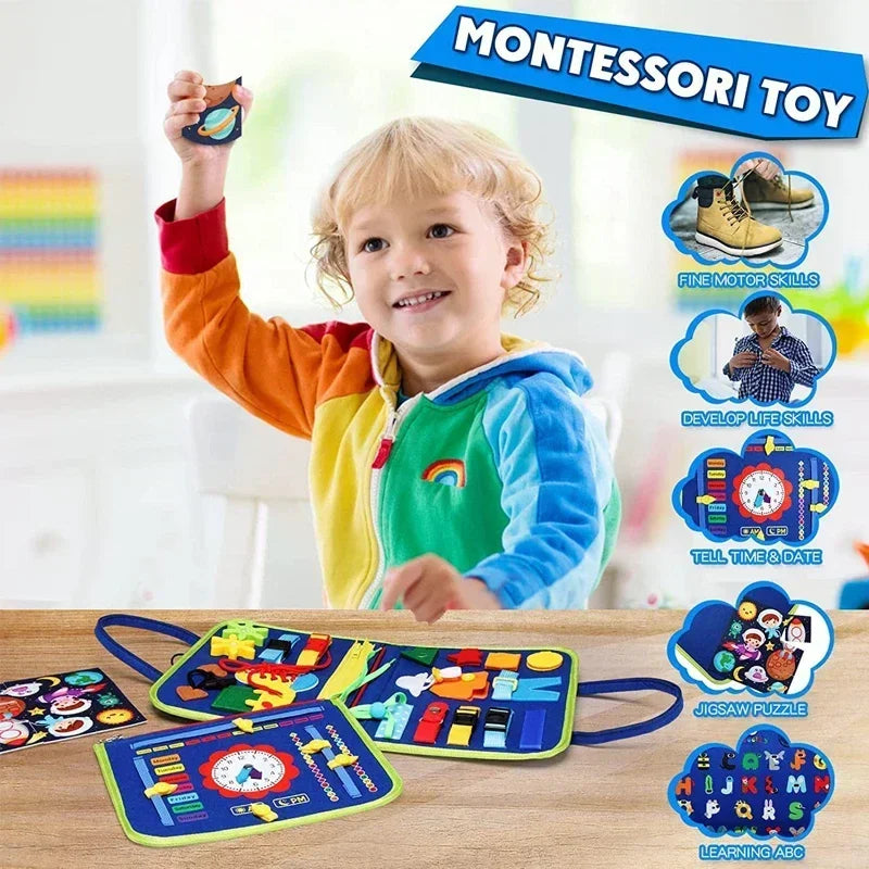 Jouet de voyage Montessori pour enfants, activité en feutre, livres silencieux, planche occupée, livre d'apprentissage sensoriel éducatif
